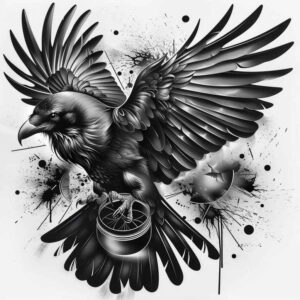 mystical-crow-dimensional-ink-for-shoulder – tattoo design ideas free ai generated – Gallery: crows-and-ravens-inkby-ai