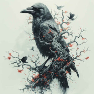 crow-omen-delicate-highlight-for-spine – tattoo design ideas free ai generated – Gallery: crows-and-ravens-inkby-ai