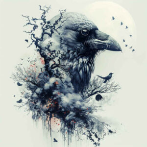 corvidae-focal-blur-for-inner-arm – tattoo design ideas free ai generated – Gallery: crows-and-ravens-inkby-ai