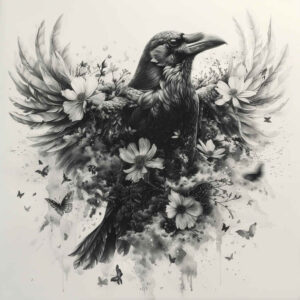 raven-flock-realistic-texture-for-spine – tattoo design ideas free ai generated – Gallery: crows-and-ravens-inkby-ai