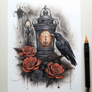 raven-in-flight-lifelike-for-behind-ear – tattoo design ideas free ai generated – Gallery: crows-and-ravens-inkby-ai