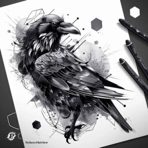 crow-design-depth-shading-for-sternum – tattoo design ideas free ai generated – Gallery: crows-and-ravens-inkby-ai