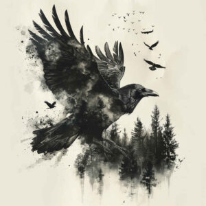 corvidae-visual-truth-for-shoulder – tattoo design ideas free ai generated – Gallery: crows-and-ravens-inkby-ai