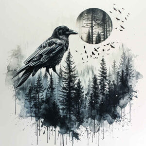 raven-symbol-deep-shadows-for-thigh – tattoo design ideas free ai generated – Gallery: crows-and-ravens-inkby-ai