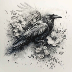 black-raven-clean-lines-for-arm – tattoo design ideas free ai generated – Gallery: crows-and-ravens-inkby-ai