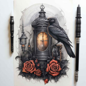 crow-and-moon-portrait-realism-for-inner-arm – tattoo design ideas free ai generated – Gallery: crows-and-ravens-inkby-ai