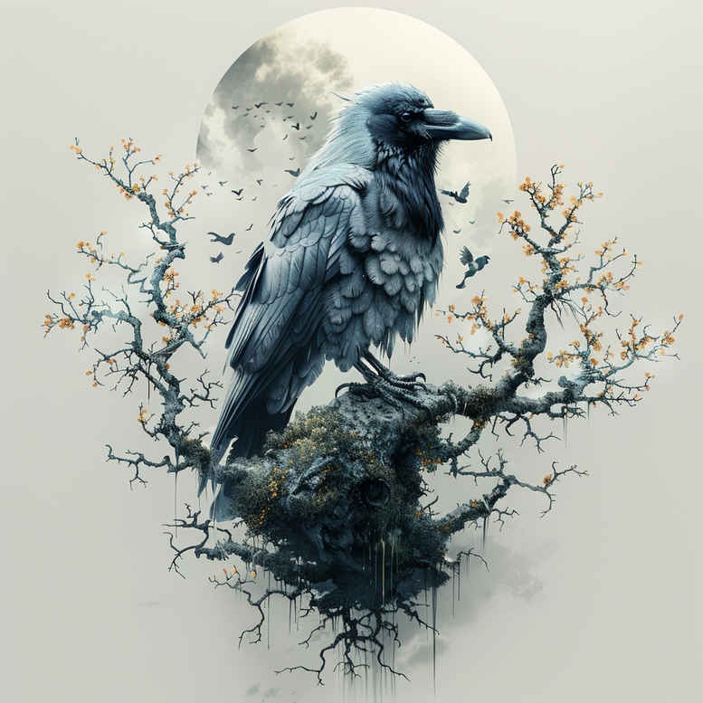 raven-skull-living-skin-for-spine – tattoo design ideas free ai generated – Gallery: crows-and-ravens-inkby-ai