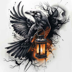 corvid-natural-finish-for-chest – tattoo design ideas free ai generated – Gallery: crows-and-ravens-inkby-ai