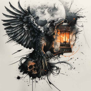 crow-guardian-natural-finish-for-upper-shoulder – tattoo design ideas free ai generated – Gallery: crows-and-ravens-inkby-ai