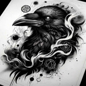 corvid-realistic-wrinkles-for-arm – tattoo design ideas free ai generated – Gallery: crows-and-ravens-inkby-ai