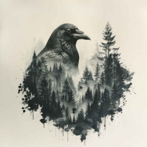 raven-guardian-ink-precision-for-thigh – tattoo design ideas free ai generated – Gallery: crows-and-ravens-inkby-ai