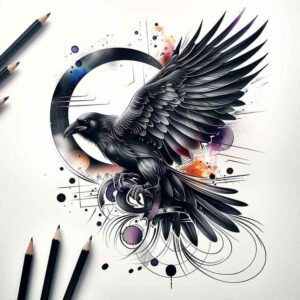 crow-magic-highlight-detail-for-side-torso – tattoo design ideas free ai generated – Gallery: crows-and-ravens-inkby-ai