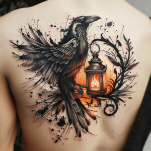 crow-light-play-for-foot – tattoo design ideas free ai generated – Gallery: crows-and-ravens-inkby-ai