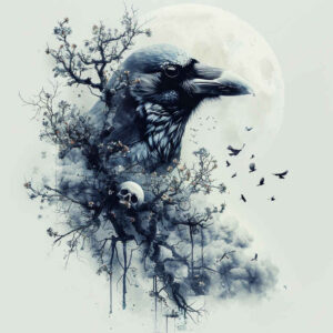 raven-silhouette-real-ink-flow-for-hip – tattoo design ideas free ai generated – Gallery: crows-and-ravens-inkby-ai