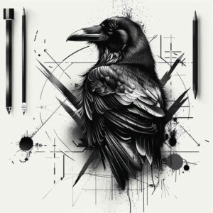 raven-spirit-contour-shading-for-heel – tattoo design ideas free ai generated – Gallery: crows-and-ravens-inkby-ai