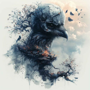 raven-tattoo-blended-gradients-for-neck – tattoo design ideas free ai generated – Gallery: crows-and-ravens-inkby-ai