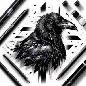 crows-and-ravens tattoo design ideas Surrealism mystical abstract for chest