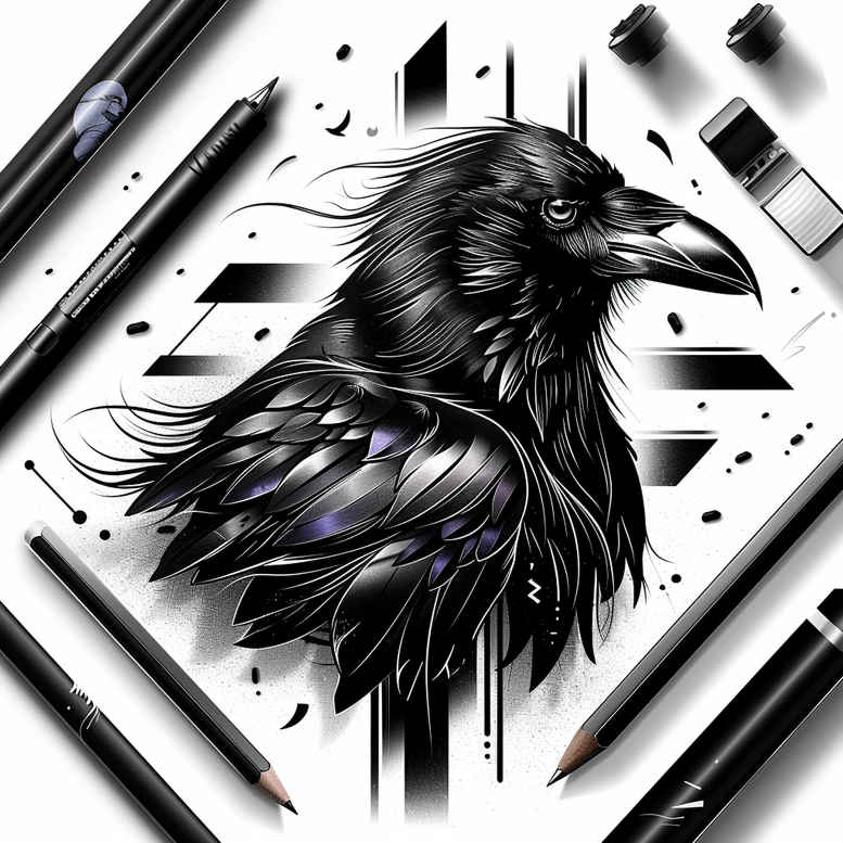 crows-and-ravens tattoo design ideas Surrealism mystical abstract for chest
