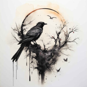 crows-and-ravens tattoo design ideas Surrealism fragmentation dark bird embodying courage