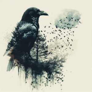 crows-and-ravens tattoo design ideas Realism hyper-realistic dark shading symbolising perseverance