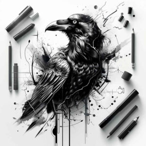 crows-and-ravens tattoo design ideas Realism realistic perspective detailed plumage for side torso