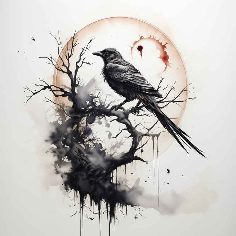 crows-and-ravens tattoo design ideas detailed linework detailed plumage symbolising resilience