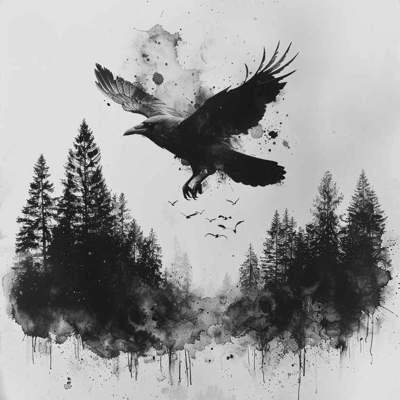 crows-and-ravens tattoo design ideas soft shadows feather patterns for elbow