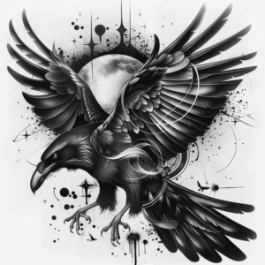 crows-and-ravens tattoo design ideas Surrealism mystical fierce for lower back