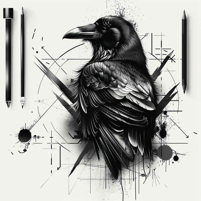 crows-and-ravens tattoo design ideas clean lines flying meaning strength