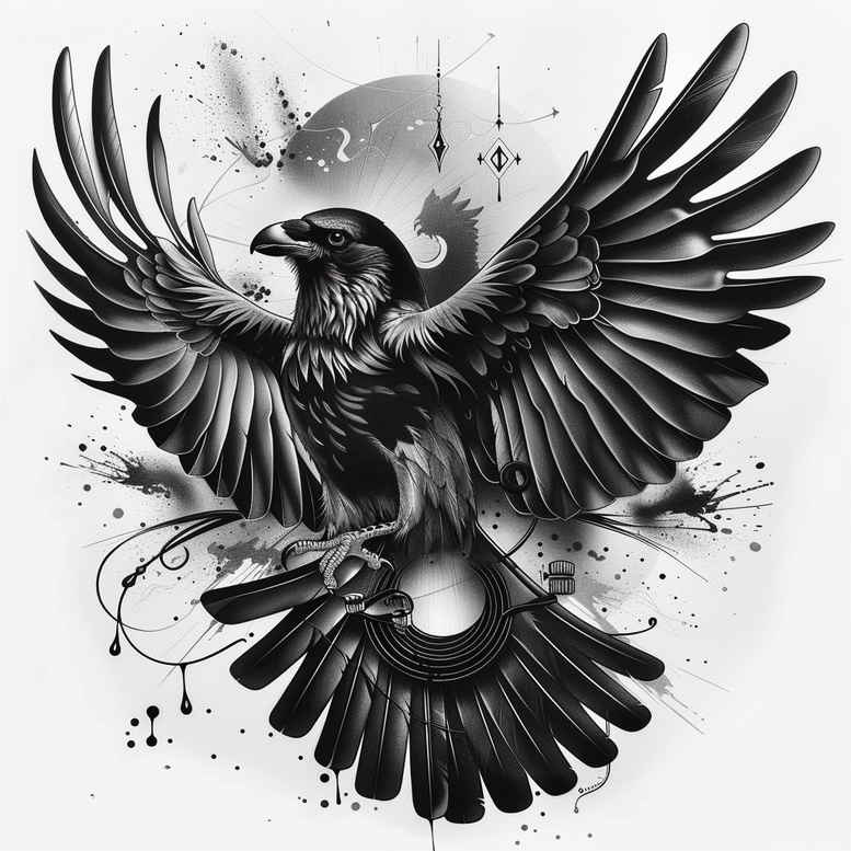 crows-and-ravens tattoo design ideas Surrealism unreal flying symbolising resilience