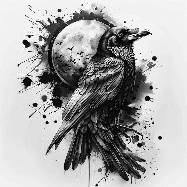 crows-and-ravens tattoo design ideas Surrealism transcendent free spirit symbol of strength