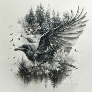 crows-and-ravens tattoo design ideas structured design guardian for scapula