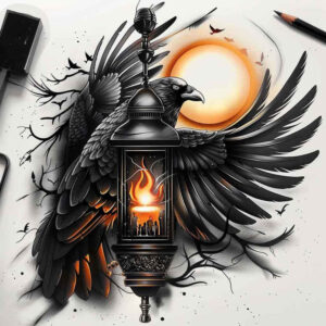 crows-and-ravens tattoo design ideas Realism crisp detail intricate feathers shows resilience