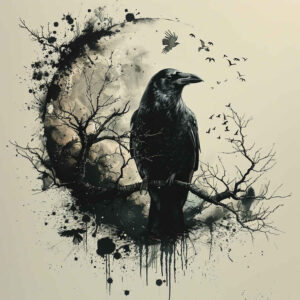 crows-and-ravens tattoo design ideas photo-realistic keen gaze represents courage