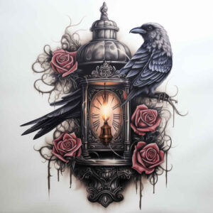 crows-and-ravens tattoo design ideas Surrealism phantasmagoria mystical represents strength