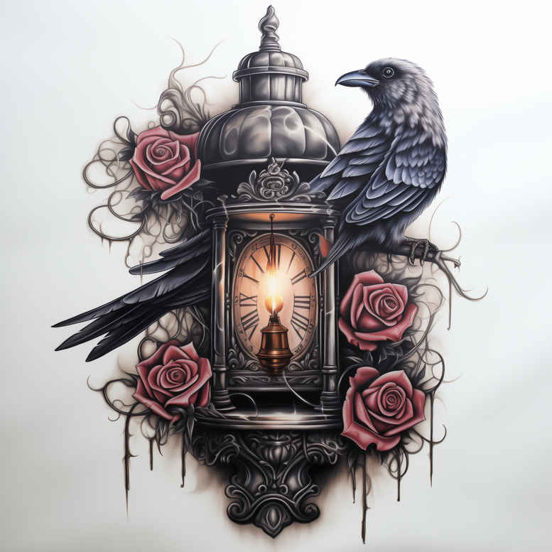 crows-and-ravens tattoo design ideas Surrealism phantasmagoria mystical represents strength