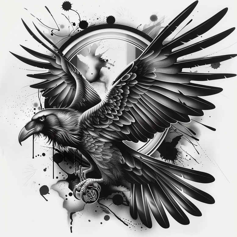 crows-and-ravens tattoo design ideas Surrealism enigmatic light naturalistic for temple