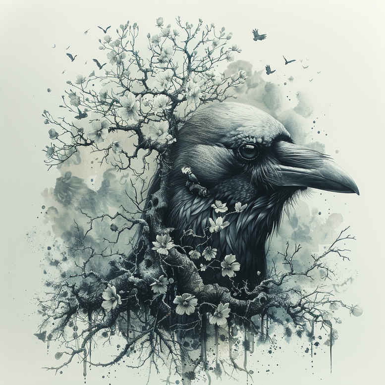 crows-and-ravens tattoo design ideas bright color naturalistic represents resilience