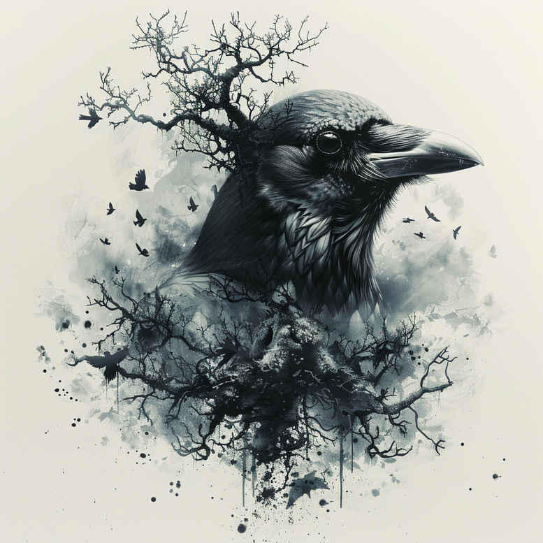 crows-and-ravens tattoo design ideas Realism anatomical accuracy night motifs for nape