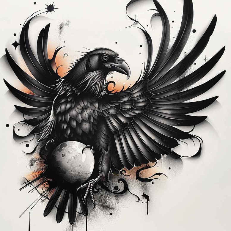 crows-and-ravens tattoo design ideas soft blending ominous for shoulder