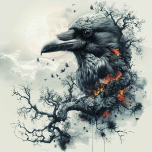 crows-and-ravens tattoo design ideas Surrealism unearthly ominous represents strength