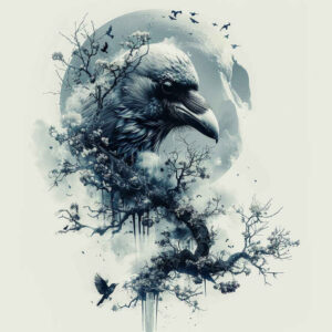 crows-and-ravens tattoo design ideas Surrealism distorted reality sharp eyes for inner arm