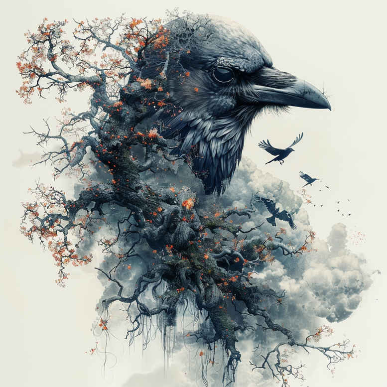 crows-and-ravens tattoo design ideas Neotraditional sharp edges sharp eyes symbol of determination