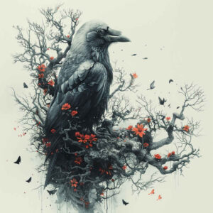 crows-and-ravens tattoo design ideas black-and-white spiritual symbolism for thigh