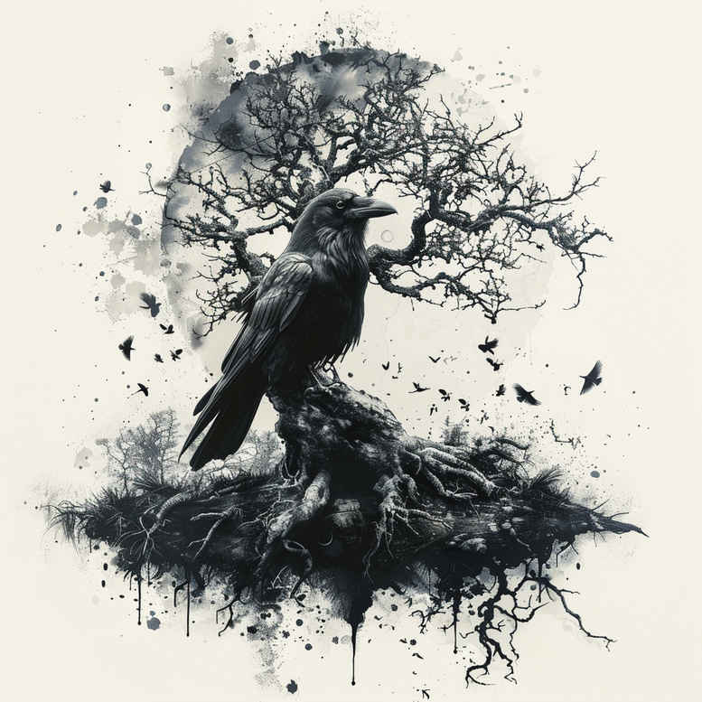 crows-and-ravens tattoo design ideas decorative flourishes symbolic for side