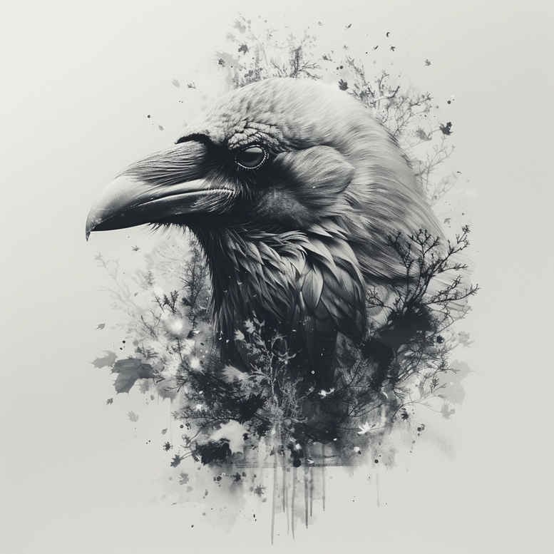 crows-and-ravens tattoo design ideas Realim light and shadow play wild for upper back