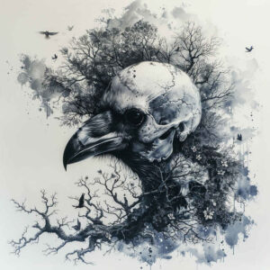 crows-and-ravens tattoo design ideas Surrealism impossible forms wing feathers for upper chest