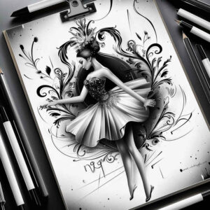 ballroom-dance – tattoo design ideas free ai generated – neotraditional-ornamental – for-shoulder – Gallery: dance-inkby-ai
