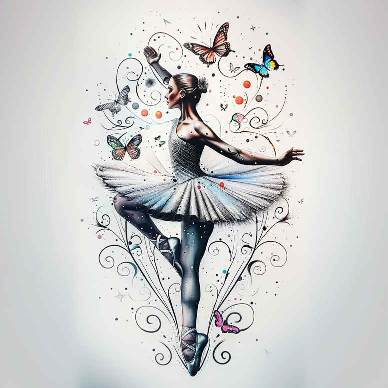 body-movement – tattoo design ideas free ai generated – neotraditional-refined-detail – for-lower-leg – Gallery: dance-inkby-ai