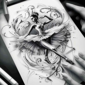 contemporary-dance – tattoo design ideas free ai generated – neotraditional-bold-motifs – for-neck – Gallery: dance-inkby-ai